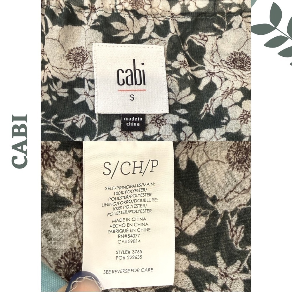 Cabi Floral Boho Blouse Small — Sheer Long Sleeve V-Neck Top - Picture 8 of 8